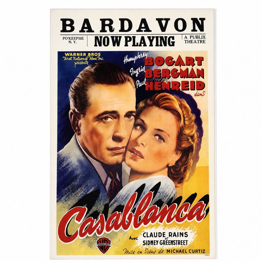 Casablanca Bardavon Theatre Movie Poster Bogart Bergman 12 x 17 Reproduction